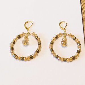 Handmade Gold Beaded Hoop Earrings